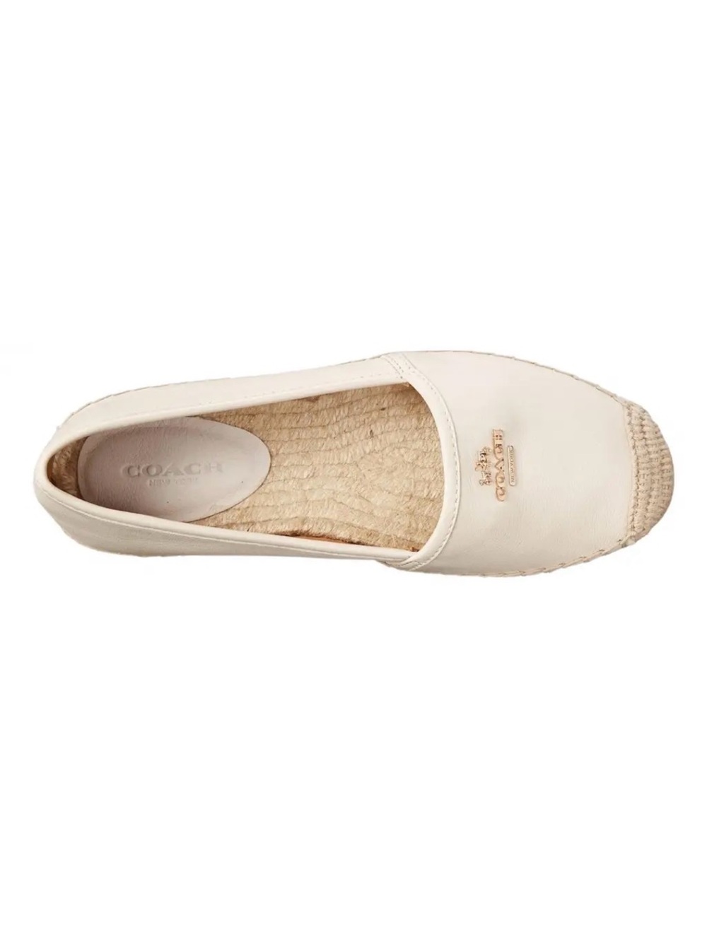 Coach Rhodelle Ivory Flats Slip On Leather Women's Espadrilles Size 9B